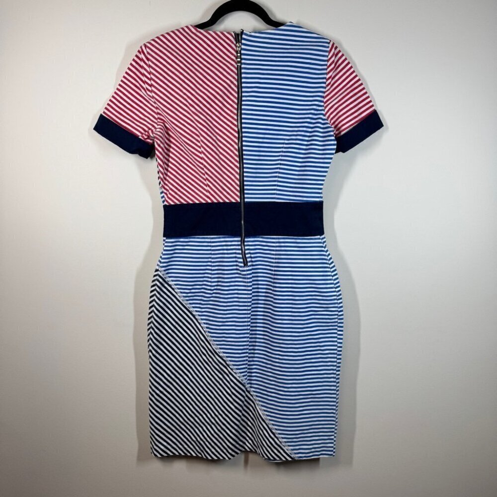 United Colors of Benetton Slim Fit Red Blue Stripes T-shirt Mini Dress No Size - Picture 7 of 16
